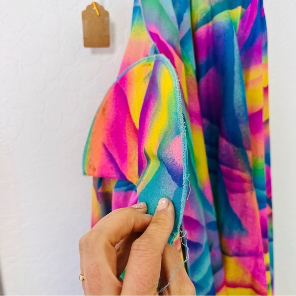 Stunning Vintage LISA FRANK VIBES 1980s Rainbow 🌈 Robe Medium - Picture 11 of 15